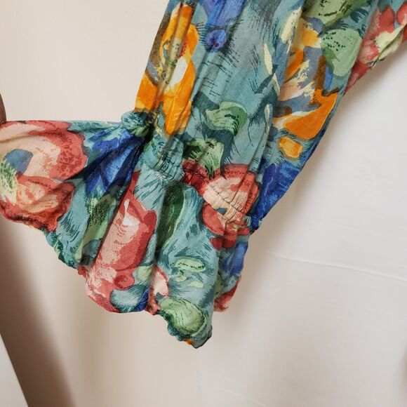 VTG Gitano  Plus Size 24 Floral Blouse Long Bell Sleeves Granny Core NWOT - Picture 5 of 9